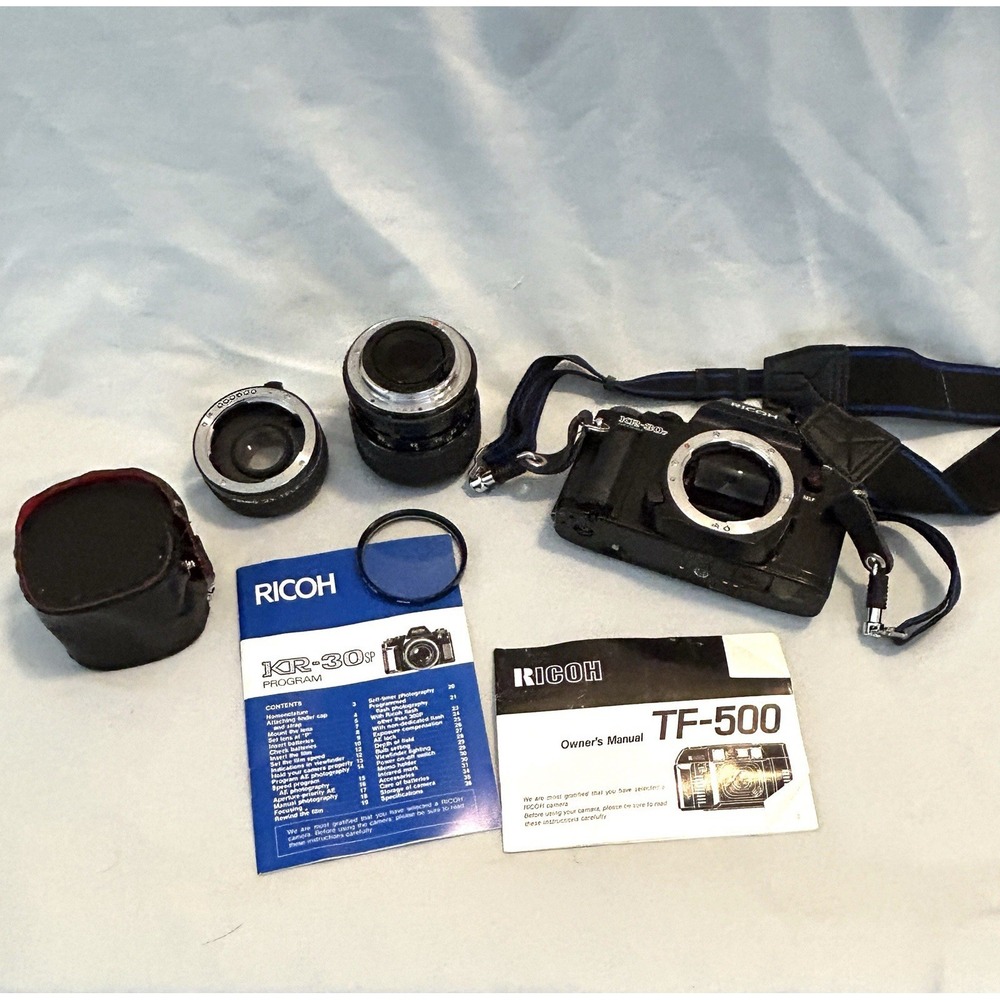 Ricoh KR-30SP 35mm SLR Film Camera Sigma 35-70mm Lens Converter Filter + WORKS